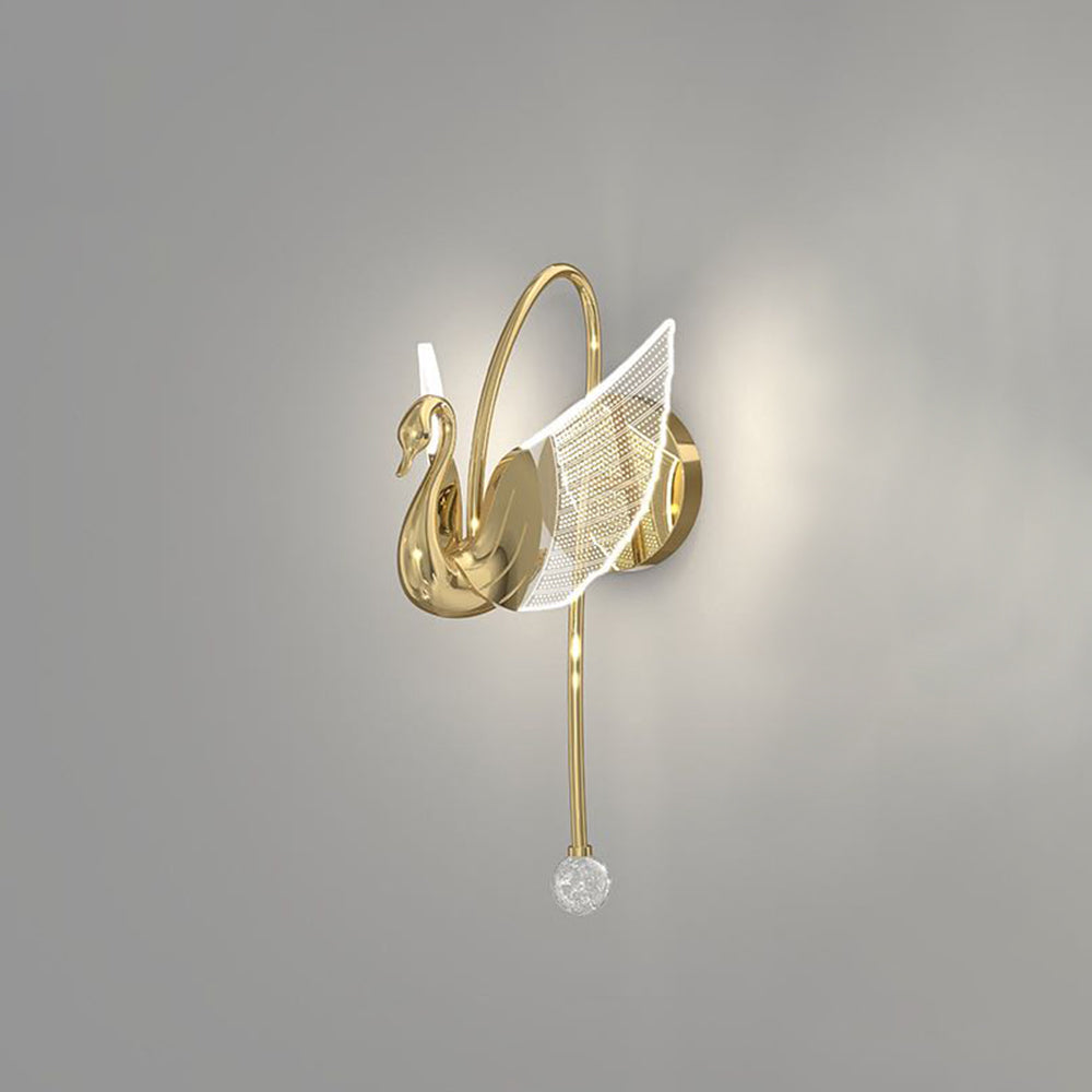 Arisha Decorativo Cisne Metal/Acrílico Aplique de Pared Oro Rosa/Dorado