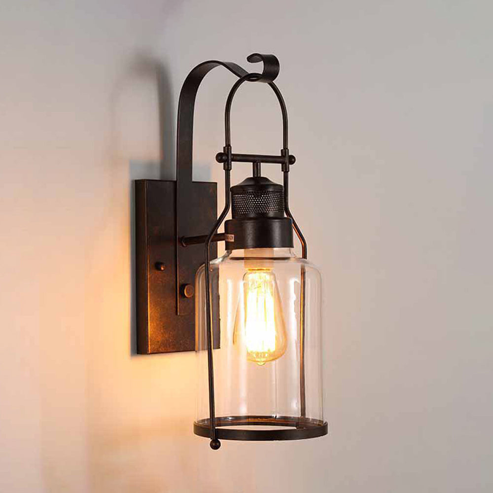 Silva Vintange Rustico Matel/Cristal LED Aplique de Pared Interior Negro/Rusty
