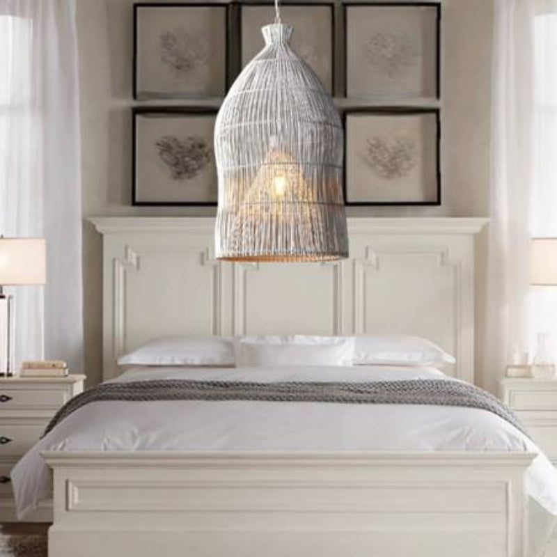 Muto Diseño Birdcage LED Metal/Rattan Lámpara Colgante