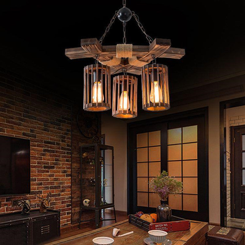 Epoch Retro LED Lámparas de araña Madera Comedor/Salón/Bar