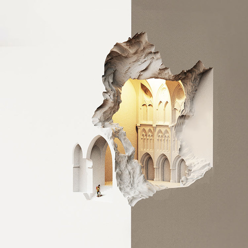Ray Art Decó Empotrable LED Yeso Aplique de Pared Blanco
