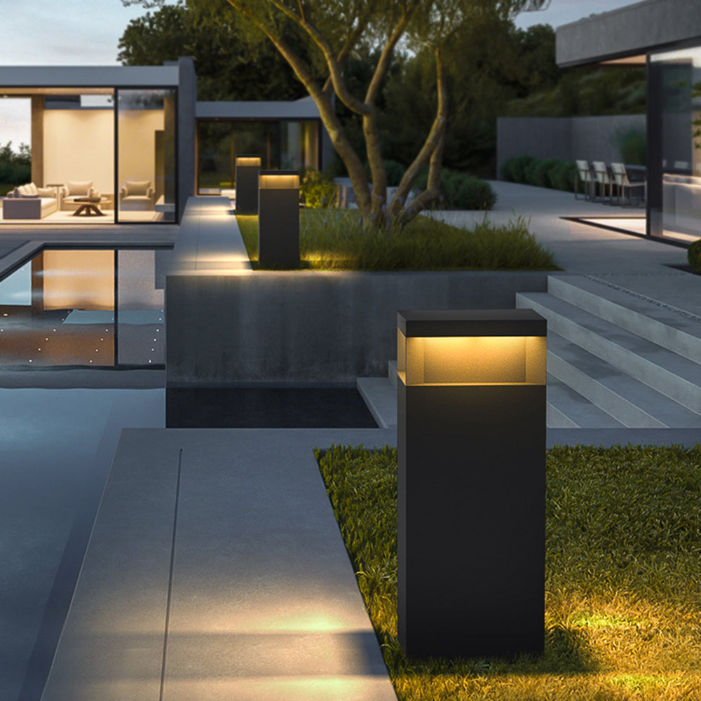 Ray Moderna Rectangular Metal Solar Lámpara Exterior