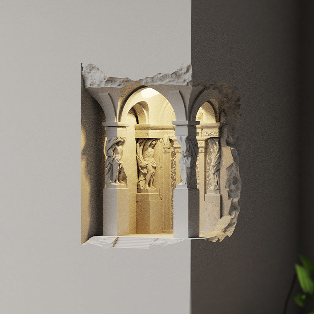 Ray Art Decó Empotrable LED Yeso Aplique de Pared Blanco