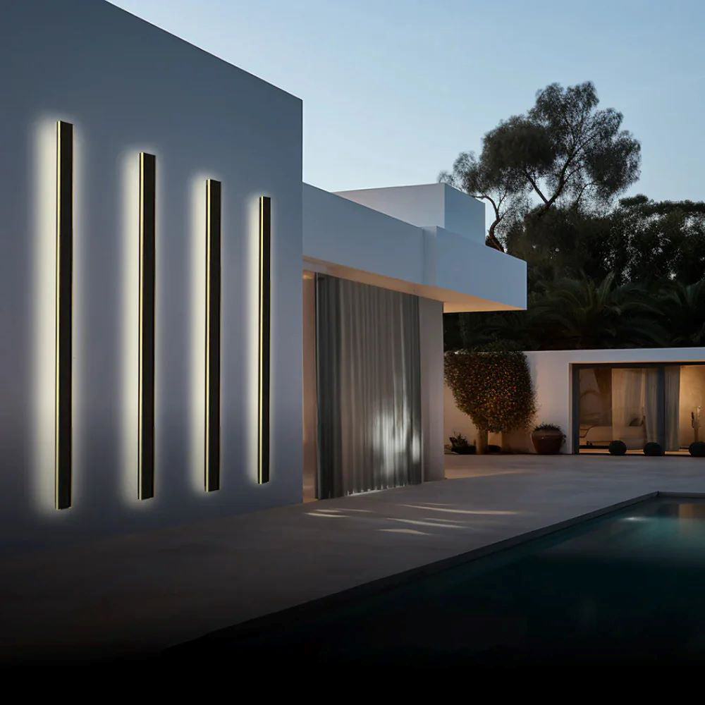 Edge Minimalista Lineal Metal Acrílico Aplique de Pared Exterior Negro