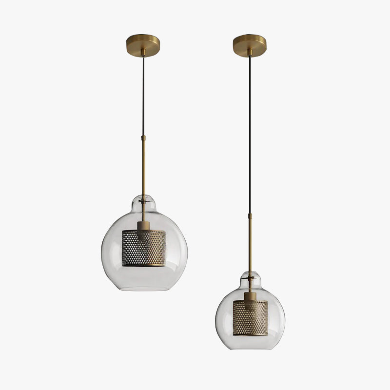 Arisha Industrial Bola/Cilíndrica Vidrio/Metal Lámpara Colgante Plata/Dorada