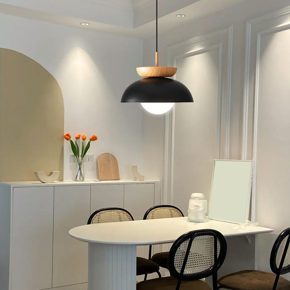 Muto Nórdica Lámpara Colgante Madera Metal Dormitorio Comedor
