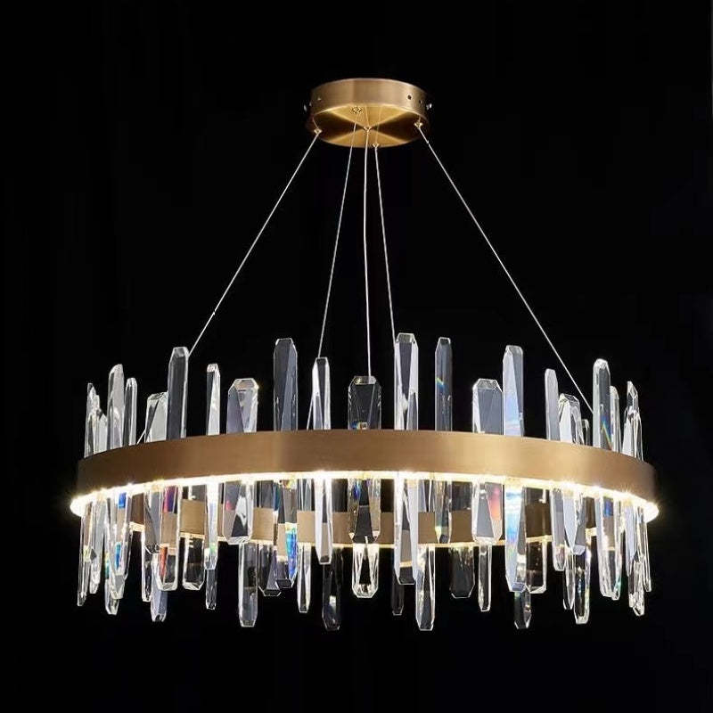 Kristy Moderna Anilla Diseño Cristal Lámpara Colgante Dorada