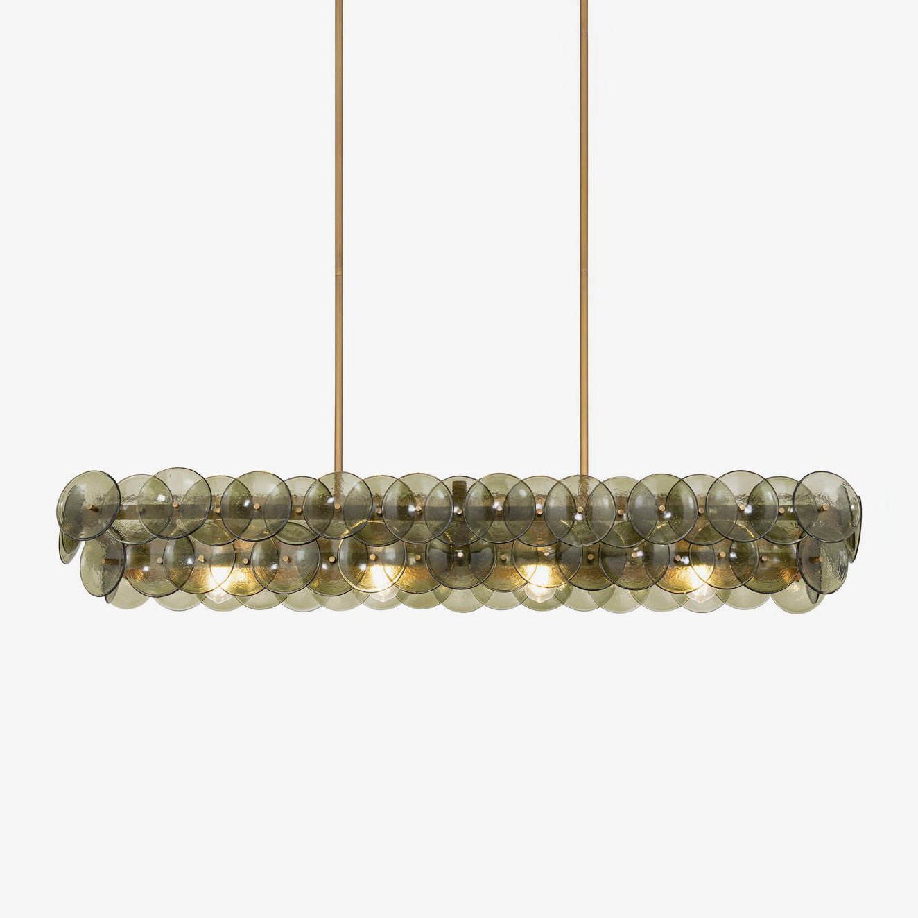 Aurora Chandelier Linear Amber Pressed Glass Disc Modern - Letslighting