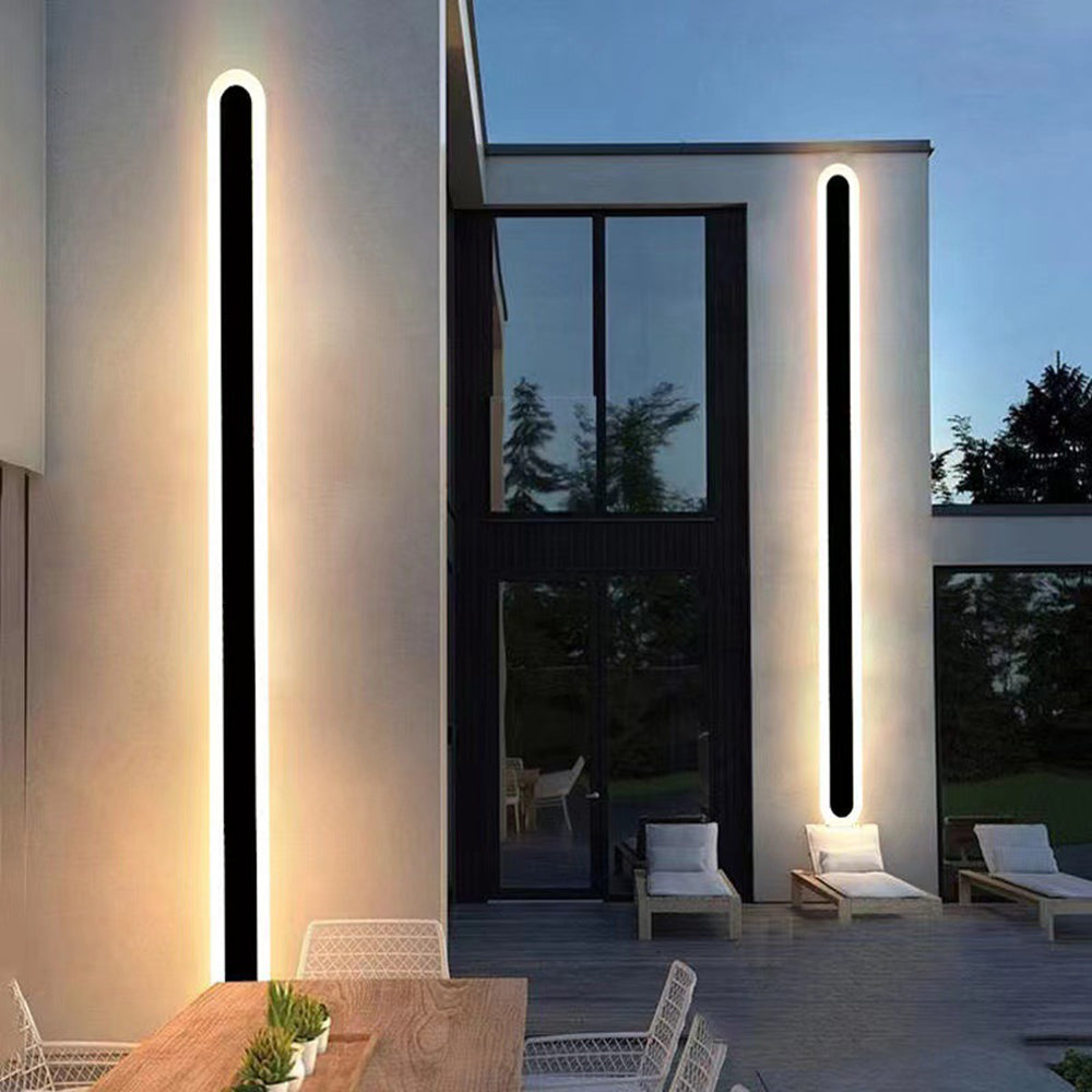 Edge Minimalista Ovalado Lineal Metal/Acrílico Aplique de Pared Exterior Negro