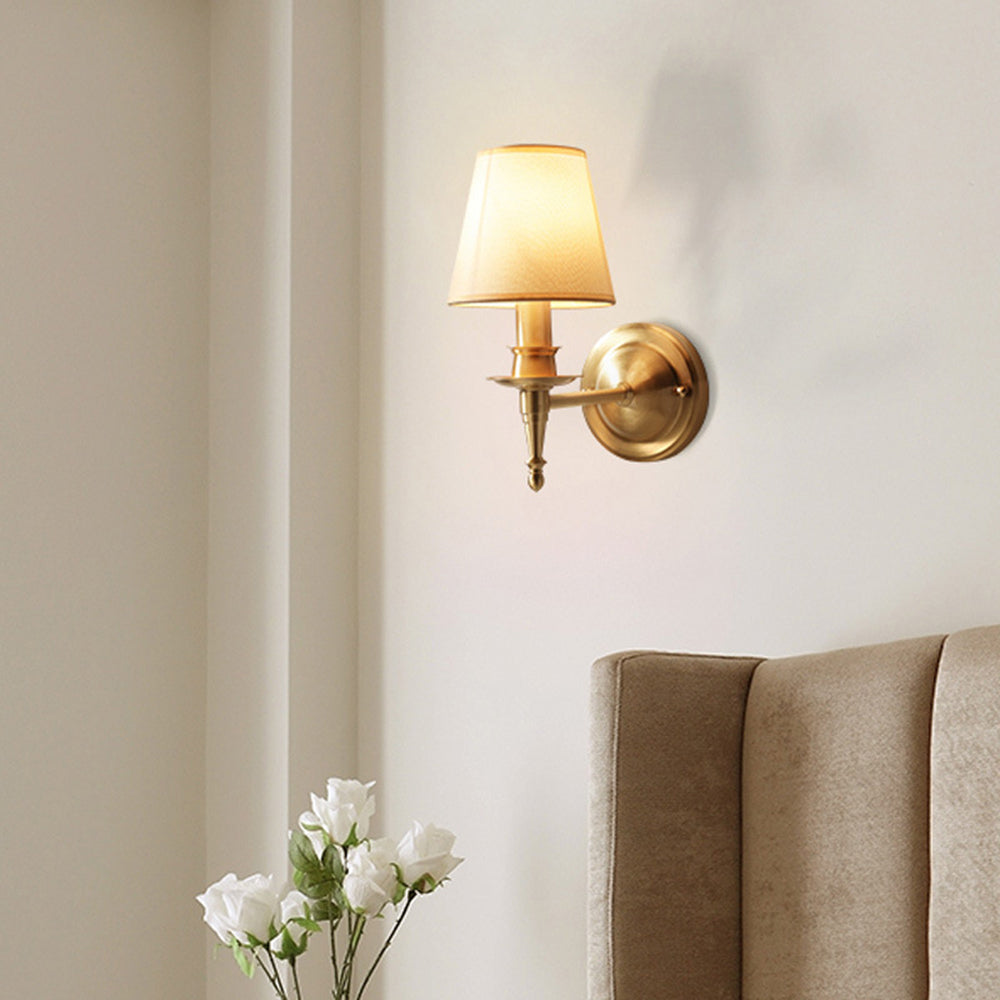 Silva Vintage Rústico Metal/Tela LED Aplique de Pared Dorado