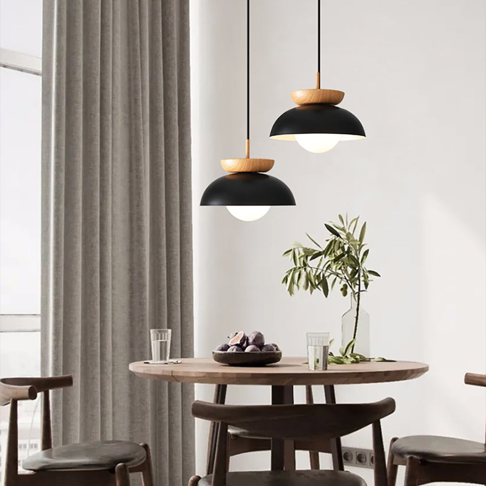 Muto Nórdica Lámpara Colgante Madera Metal Dormitorio Comedor