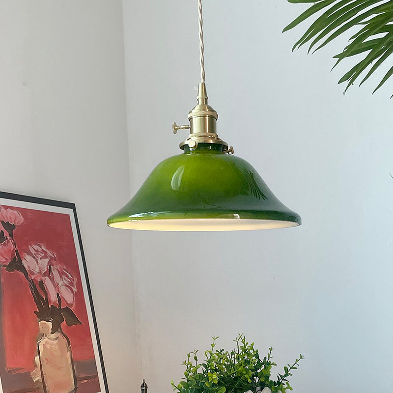 Valentina Vintage LED Lámpara Colgante Verde Metal Vidrio Dormitorio