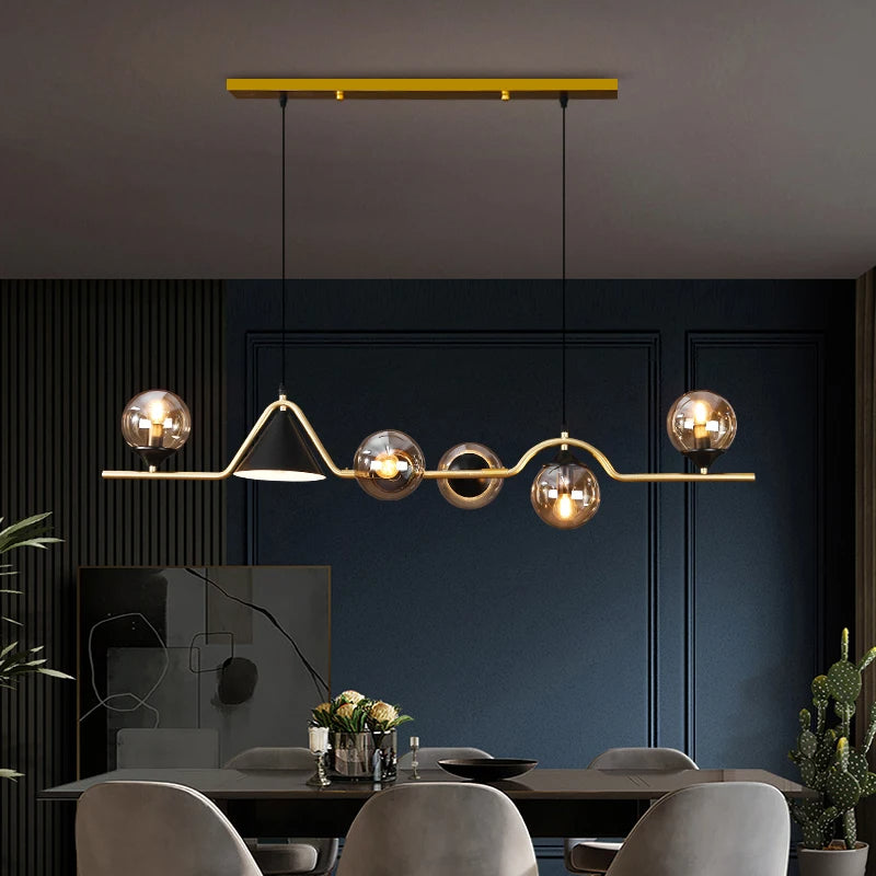 Arisha Moderno LED Lámpara Colgante Negro/Oro Vidrio Salón/Dormitorio