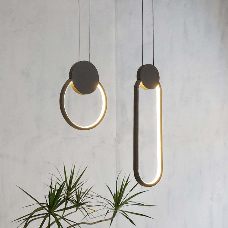 Arisha Minimalista Anillo Metal/Acrílico LED Lámpara Colgante Negra