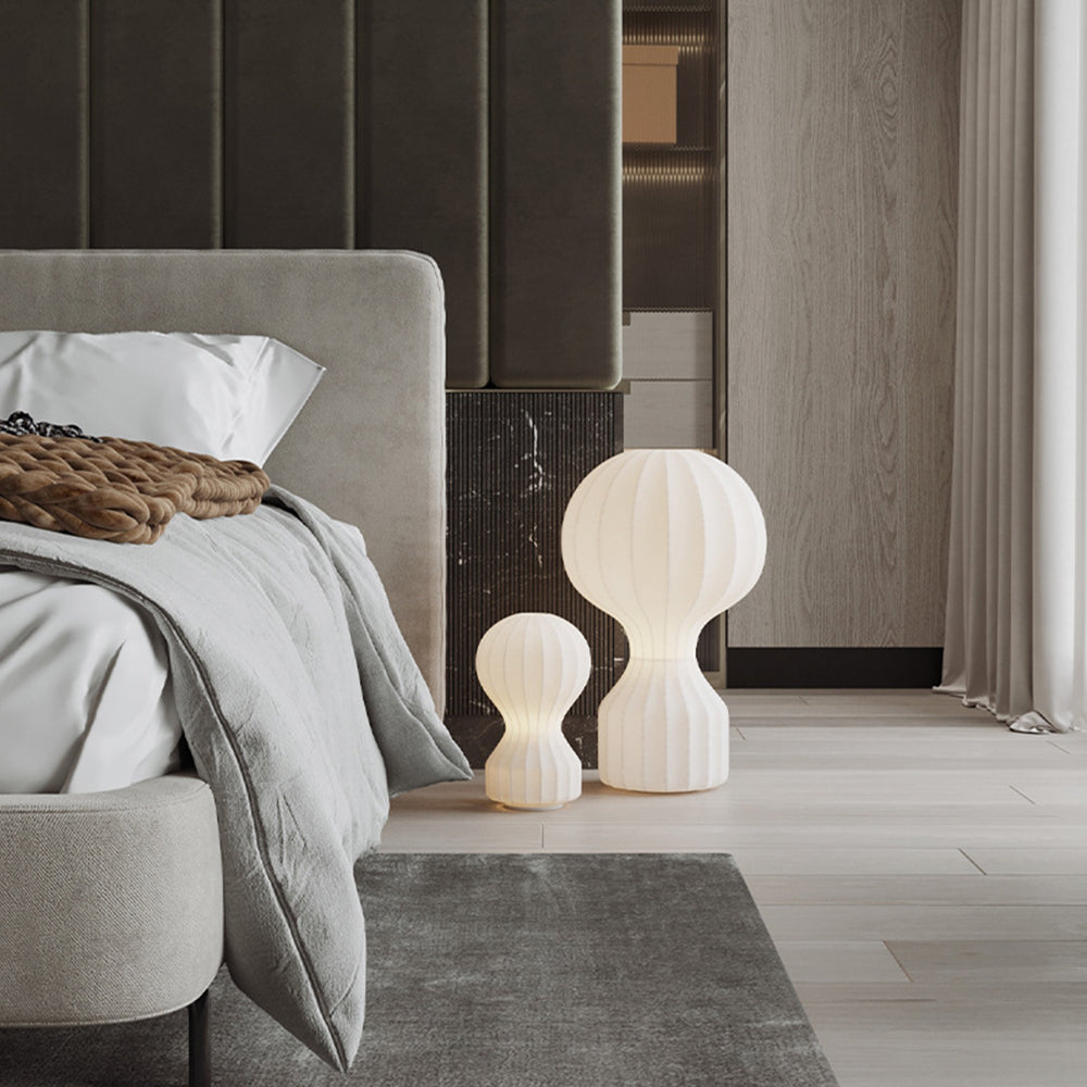 Ritta Minimalista Moderna Metal/Seda Lámpara de Mesa Blanco