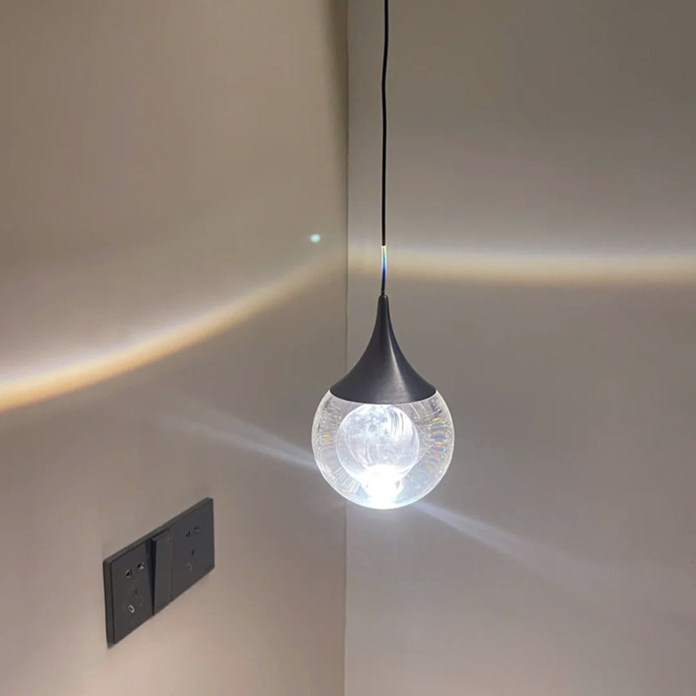 Aria Moderna Diseño Gota Metal/Cristal Lámpara Colgante Negra