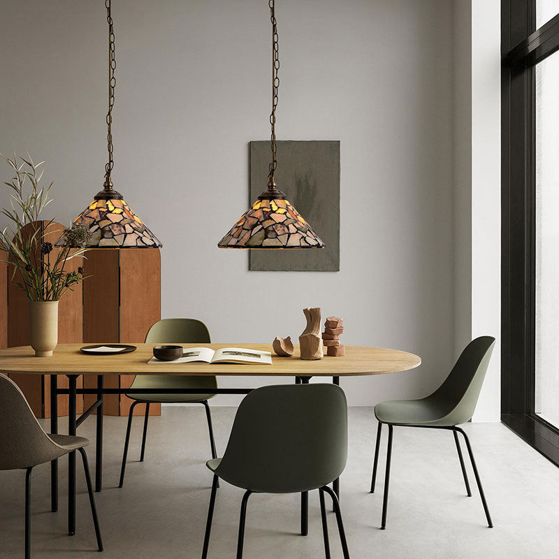 Tiffany Vintage LED Lámpara Colgante Metal Vidrio Dormitorio/Salón