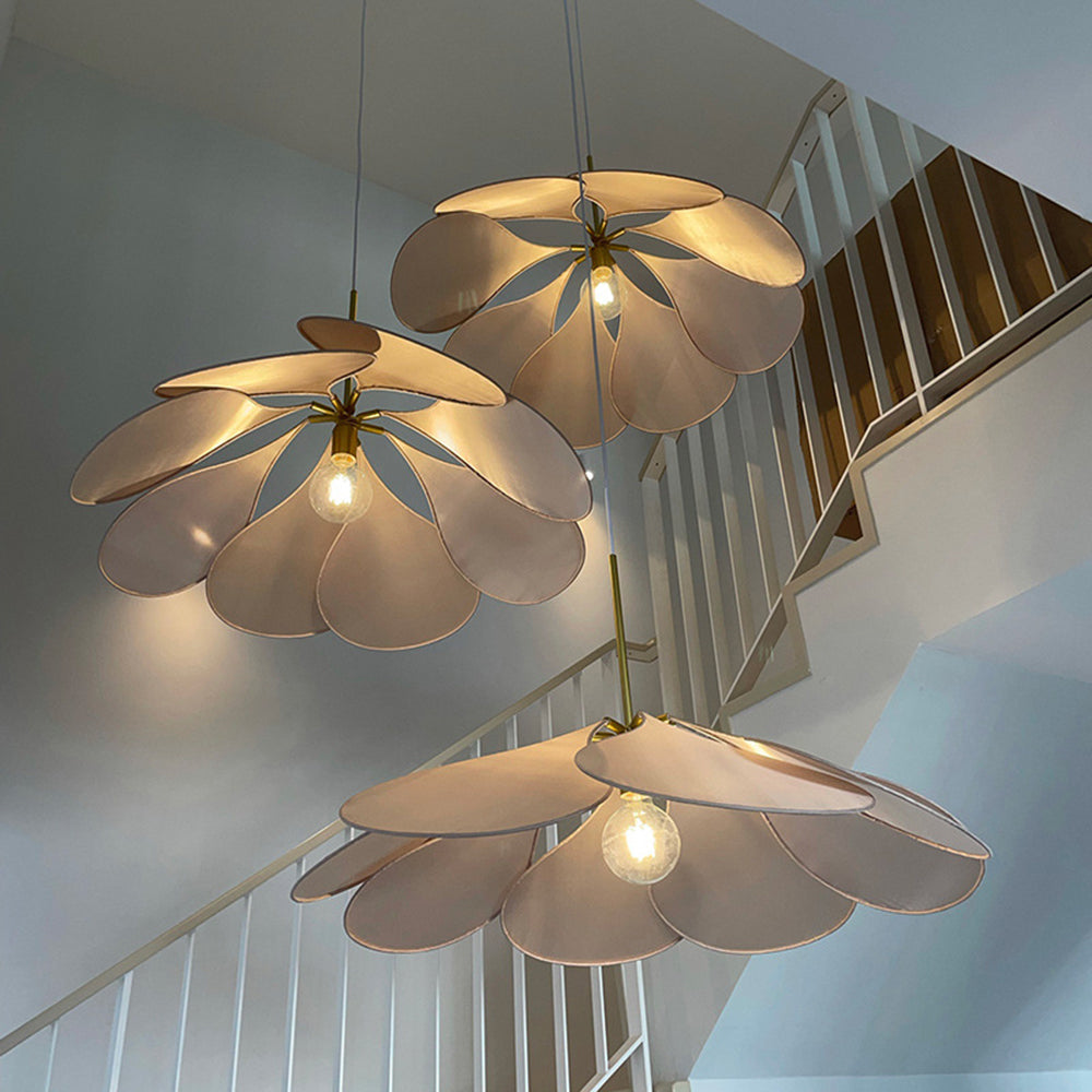 Ritta Diseño Flor Metal/Tela Lámpara Colgante Blanca/Marrón