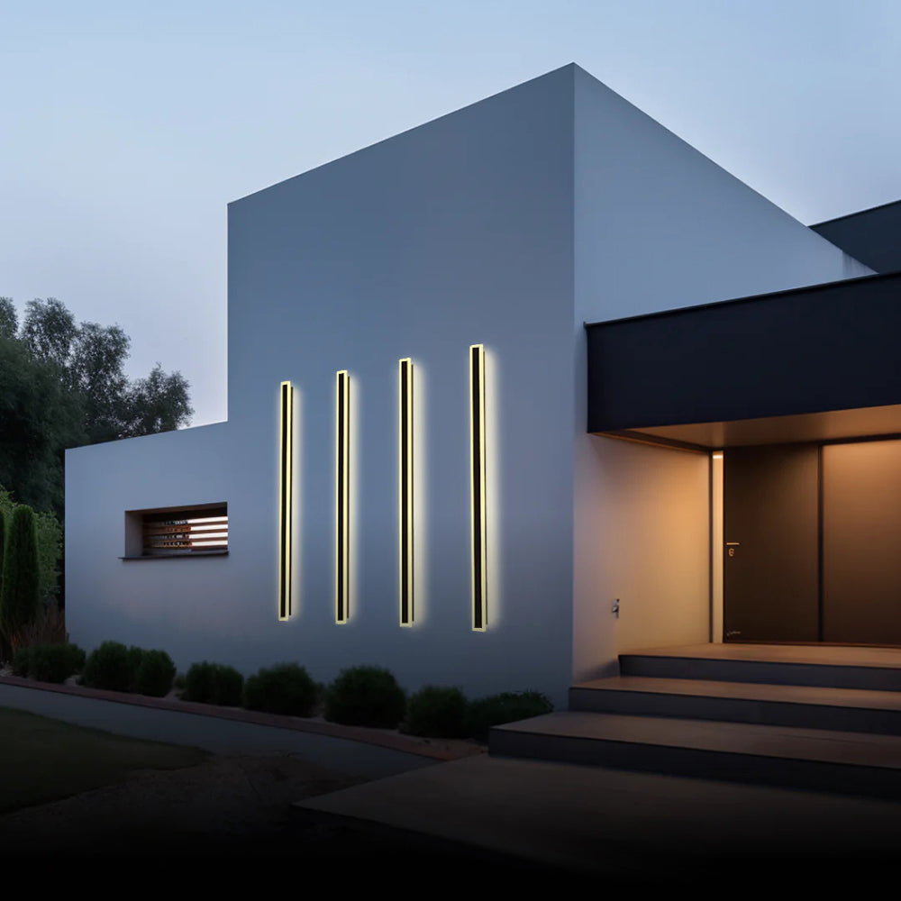 Edge Moderna Lineal Metal Aplique de Pared Exterior Negra