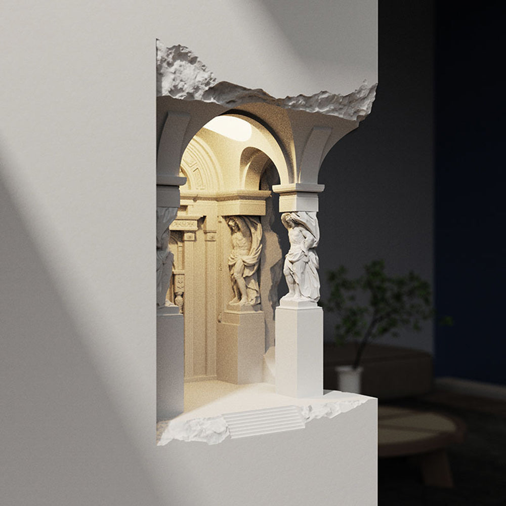 Ray Art Decó Empotrable LED Yeso Aplique de Pared Blanco