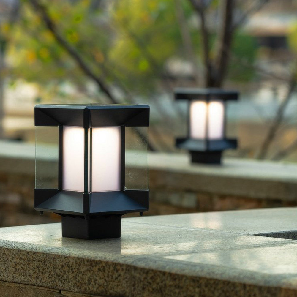 Ray Moderna Lámpara Exterior Cubo Metal Vidrio Patio