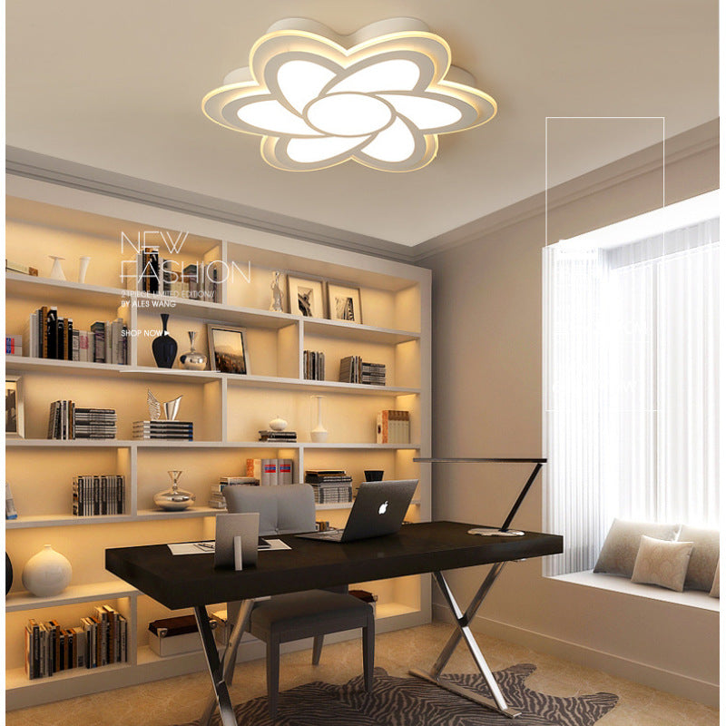 Hana Diseño Flor Metal LED Lámpara de Techo Blanca