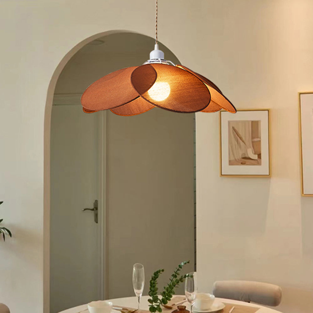 Ritta Decorativa Flor Metal/Tela Lámpara Colgante Naranja/Marrón/Beige