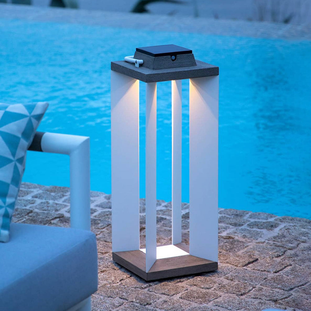 Ray Contemporánea Rectangular Metal Lámpara De Pie Exterior