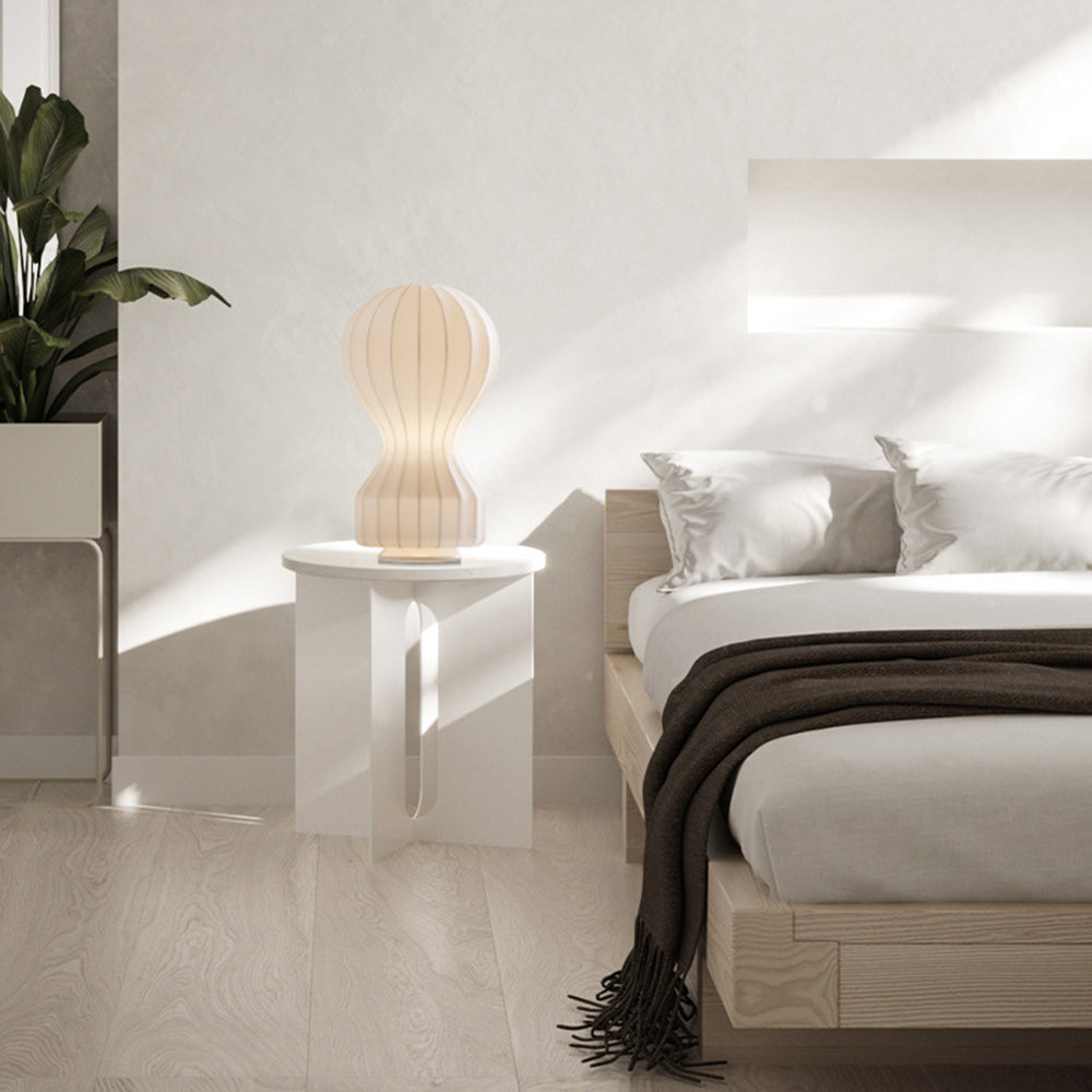 Ritta Minimalista Moderna Metal/Seda Lámpara de Mesa Blanco