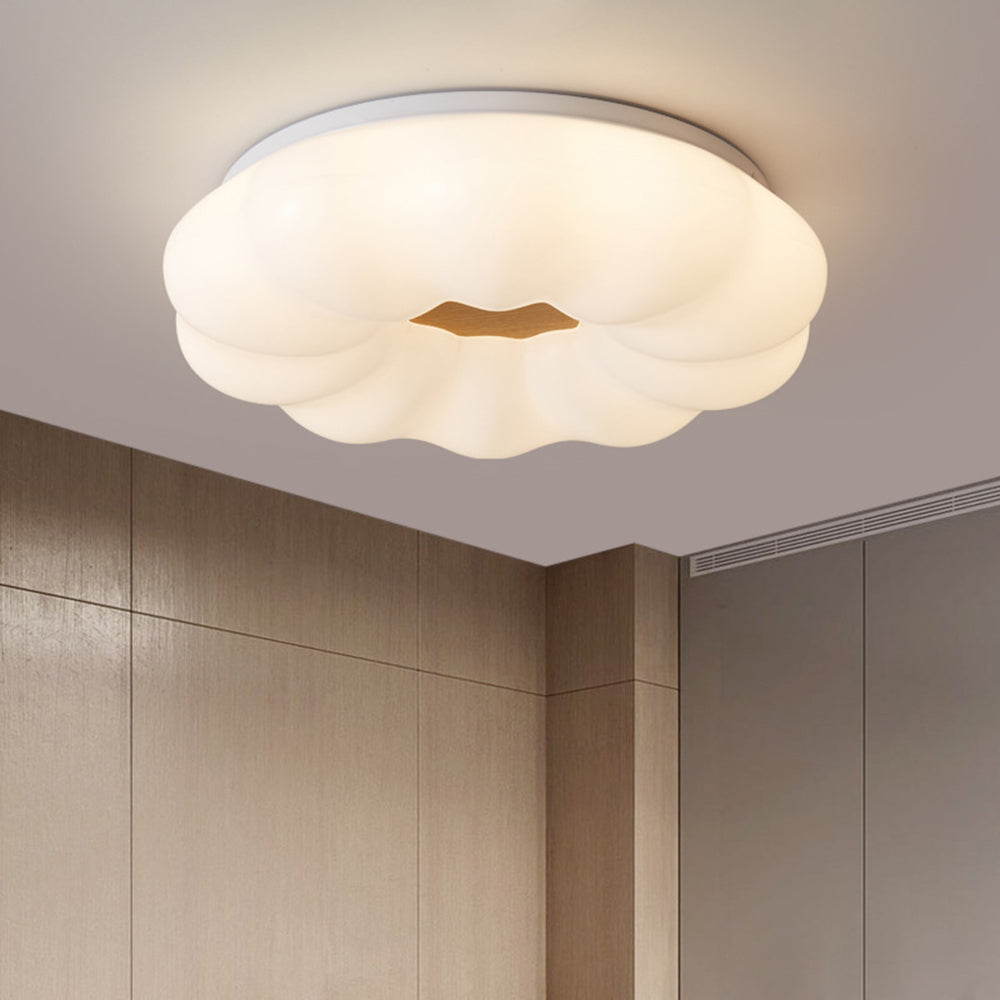 Muto Moderna Flor Acrílico/Madera Lámpara de Techo Blanca