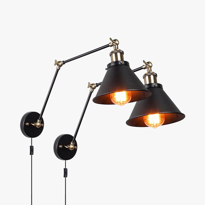 Epoch Vintage Industrial Ajustable Metal Aplique de Pared Negra