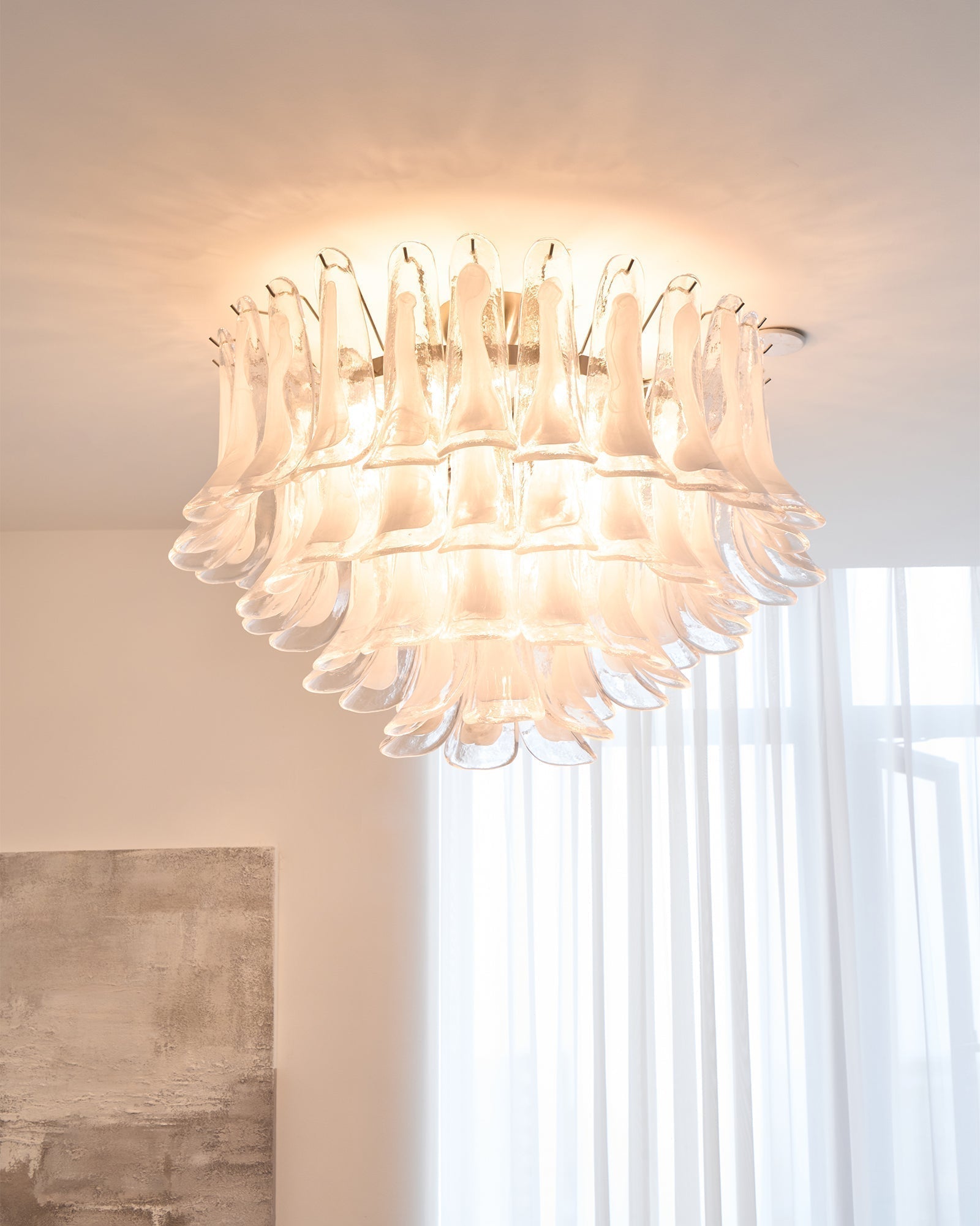 Aurora Ceiling Lamp Clear Glass Wave Layered Elegant - Letslighting