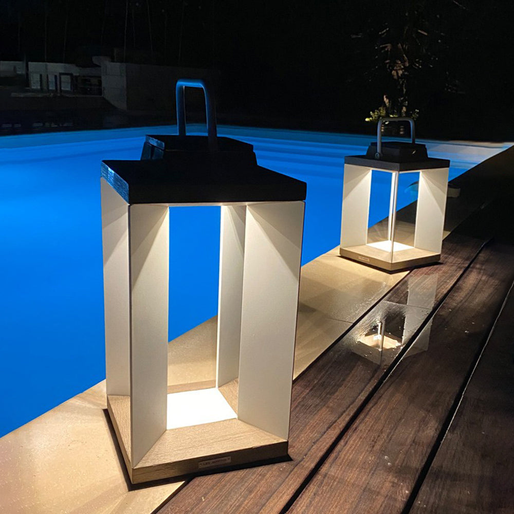 Ray Contemporánea Rectangular Metal Lámpara De Pie Exterior