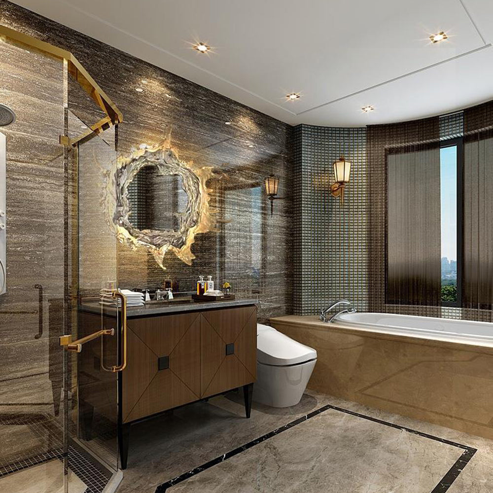 Kristy Decorativo Gota de Agua Metal Aplique de Pared con Espejo Dorado/Plateado