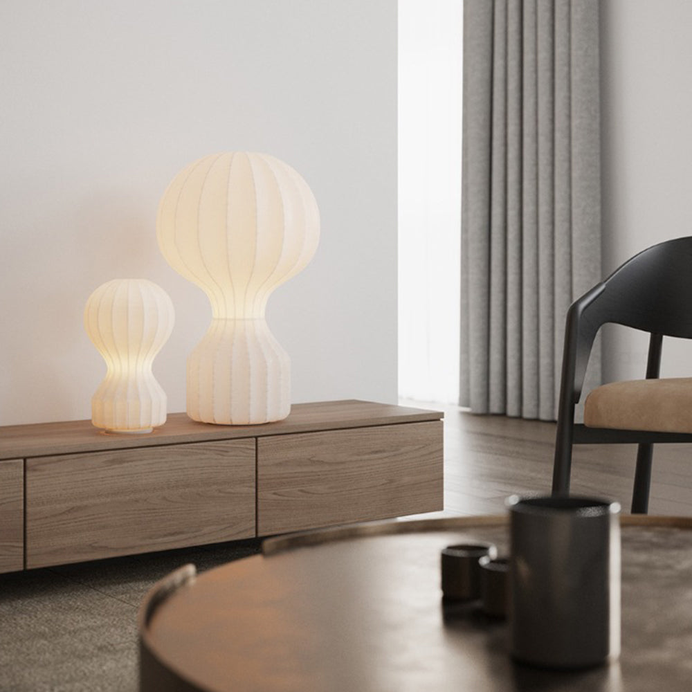 Ritta Minimalista Moderna Metal/Seda Lámpara de Mesa Blanco