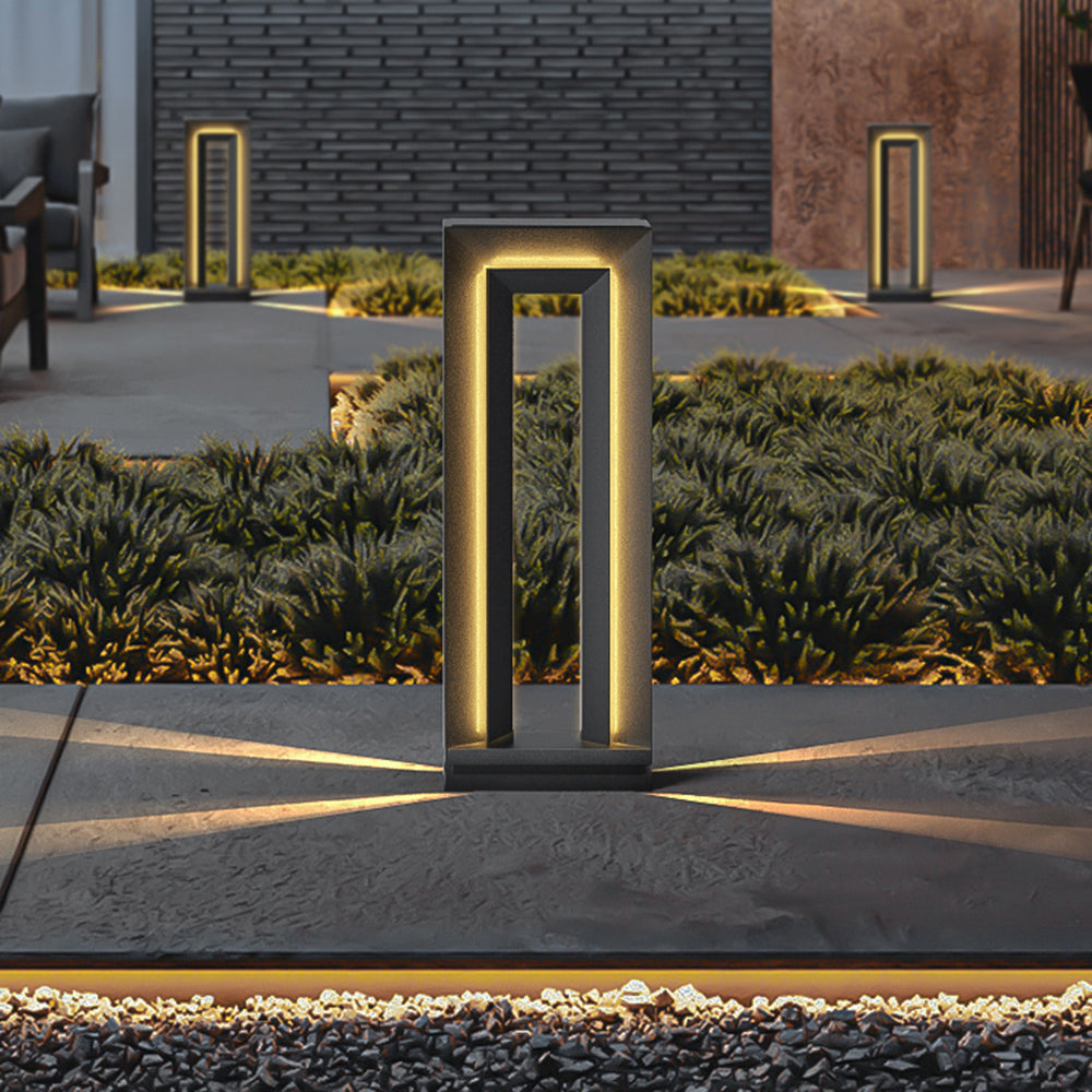 Ray Moderna Lámpara de Pie Exterior Rectangular Metal Patio