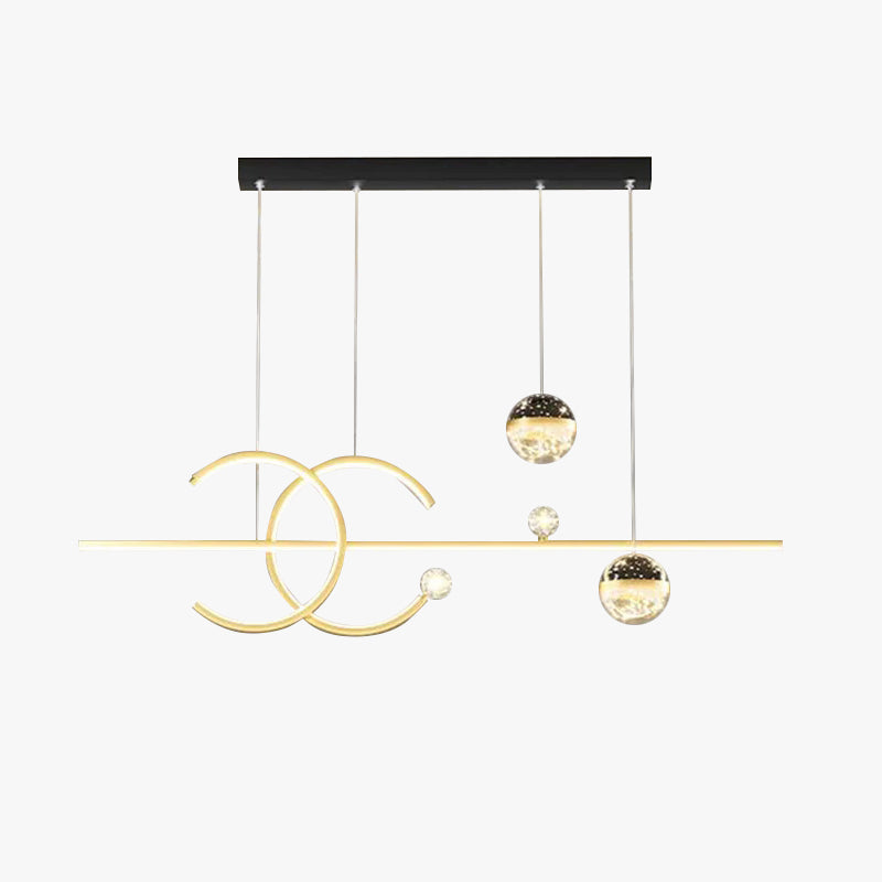 Arisha Lujo Decorativa Geométrica Metal/Cristal Lámpara Colgante Negra/Dorada
