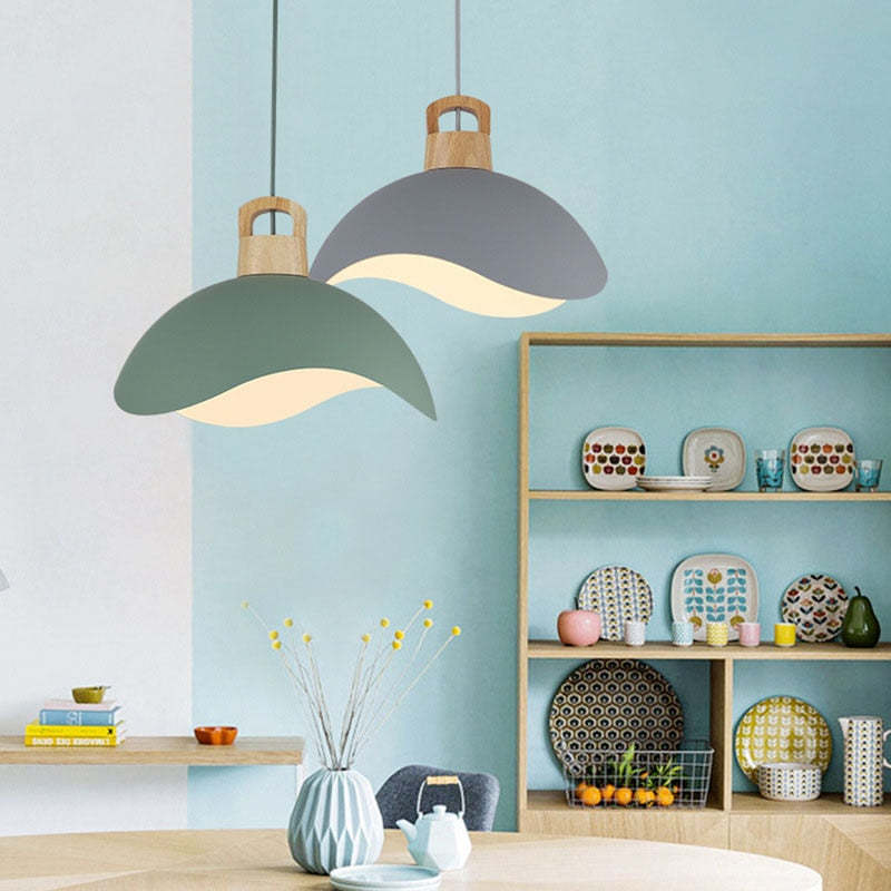 Valentina Decorativa Metal Minimalista Lámpara Colgante Madera
