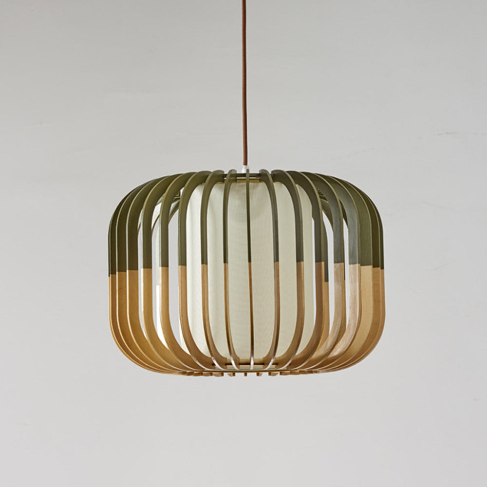 Muto Natural Madera/Tela Lámpara Colgante Dorada