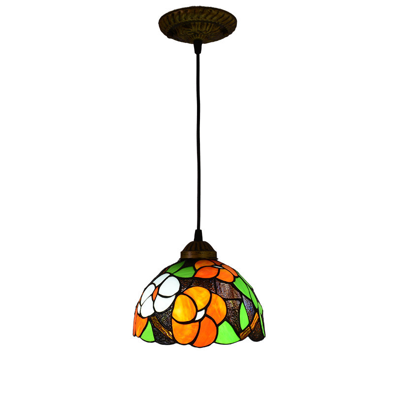 Tiffany Vintage Lámpara Colgante Manchado Metal/Vidrio Salón