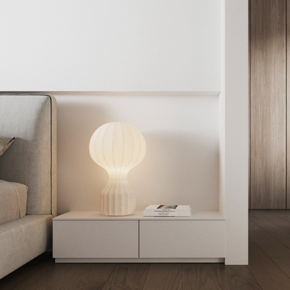 Ritta Minimalista Moderna Metal/Seda Lámpara de Mesa Blanco