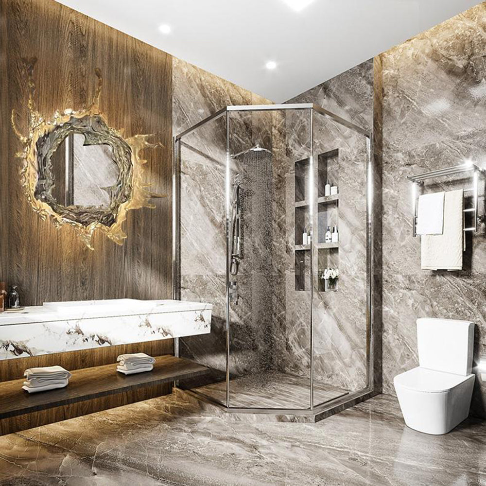 Kristy Decorativo Gota de Agua Metal Aplique de Pared con Espejo Dorado/Plateado