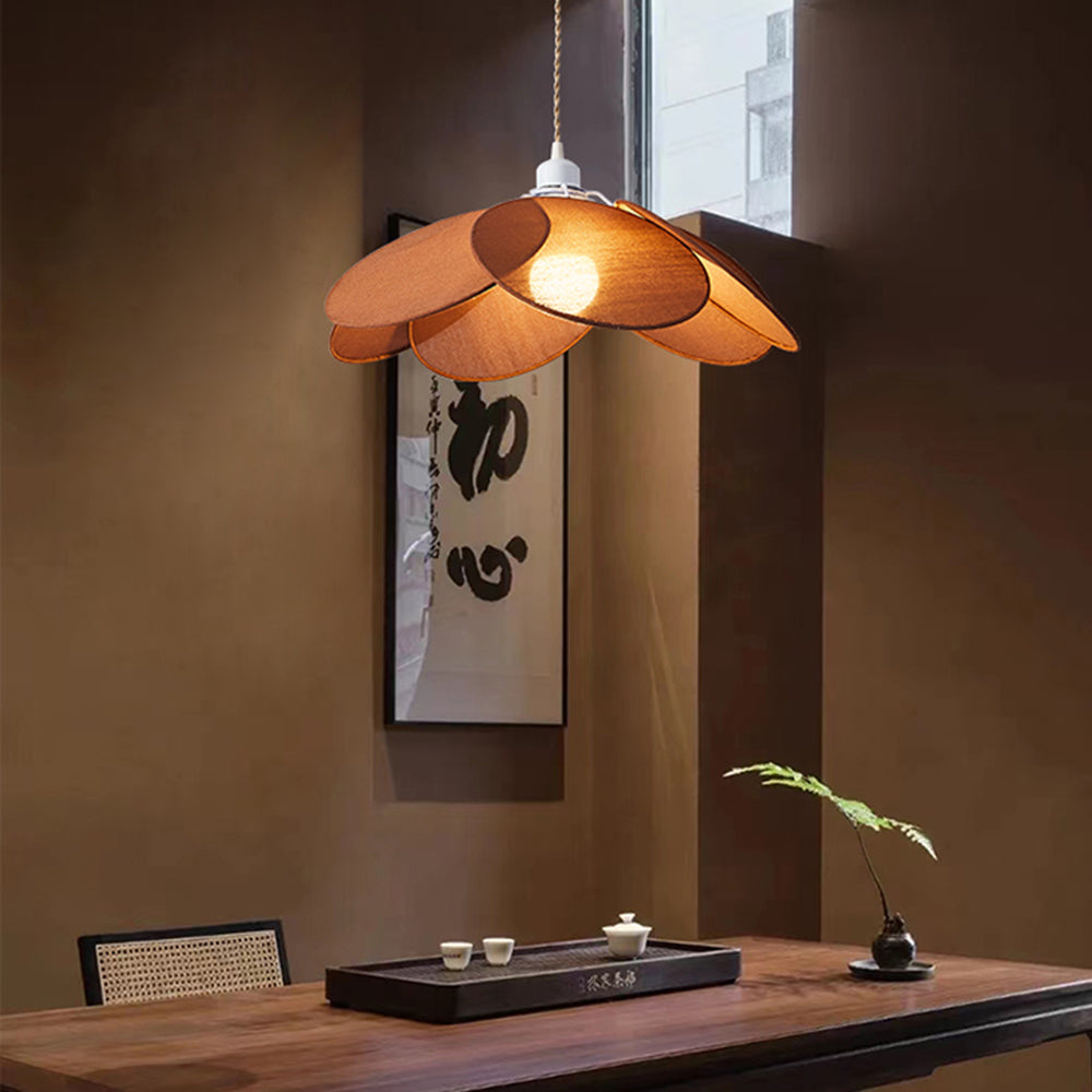 Ritta Decorativa Flor Metal/Tela Lámpara Colgante Naranja/Marrón/Beige