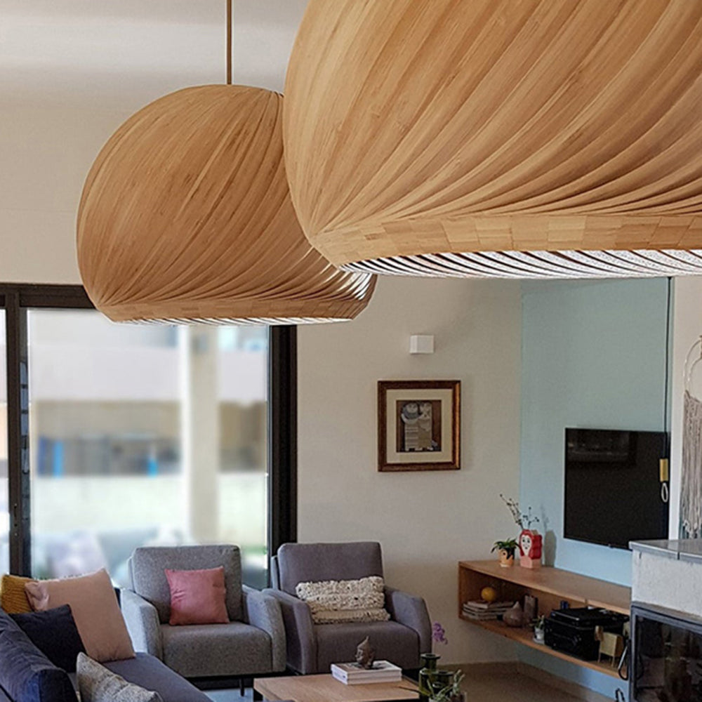 Muto Natural Redonda Madera Lámpara Colgante Madera