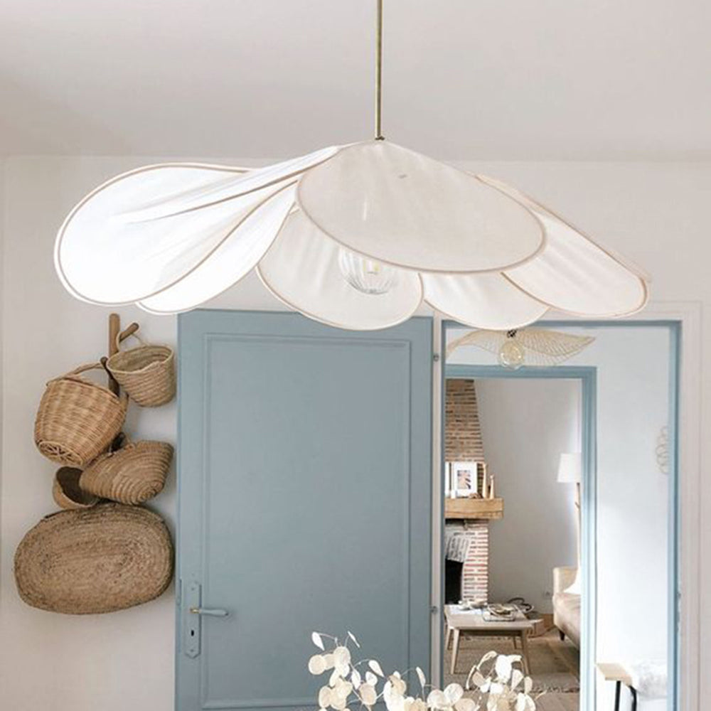 Ritta Diseño Flor Metal/Tela Lámpara Colgante Blanca/Marrón