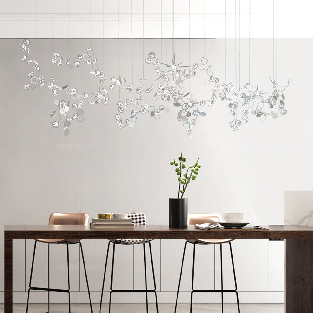 Olivia Moderna Geométrica Metal/Cristal Lámpara de Araña Plata