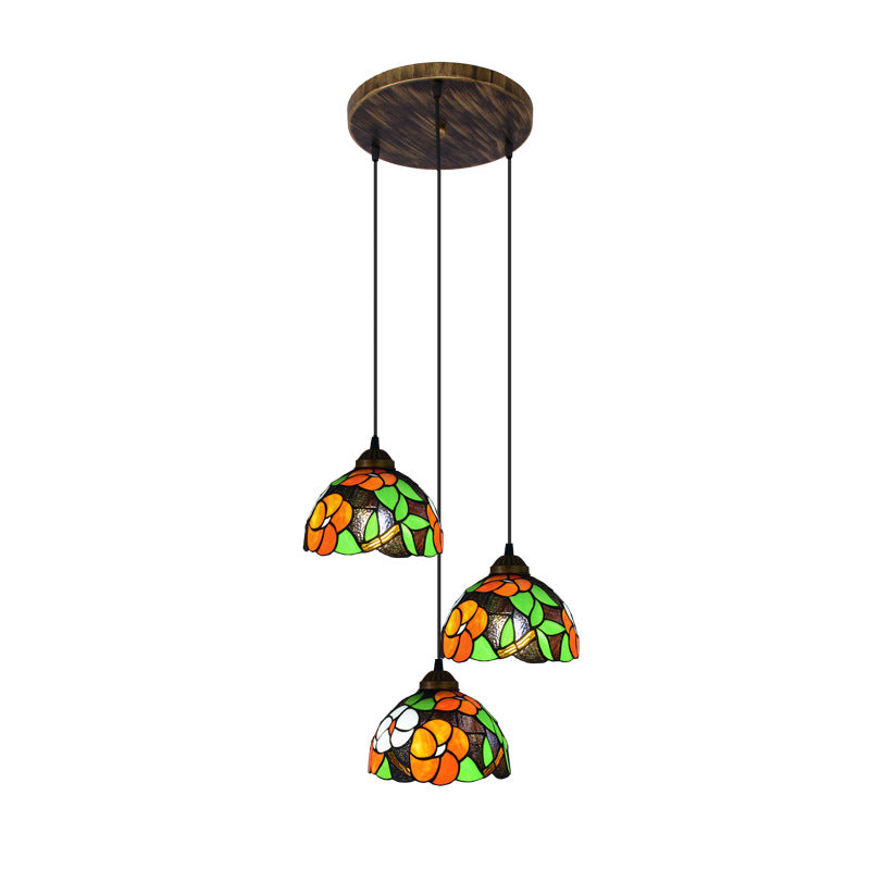 Tiffany Vintage Lámpara Colgante Manchado Metal/Vidrio Salón