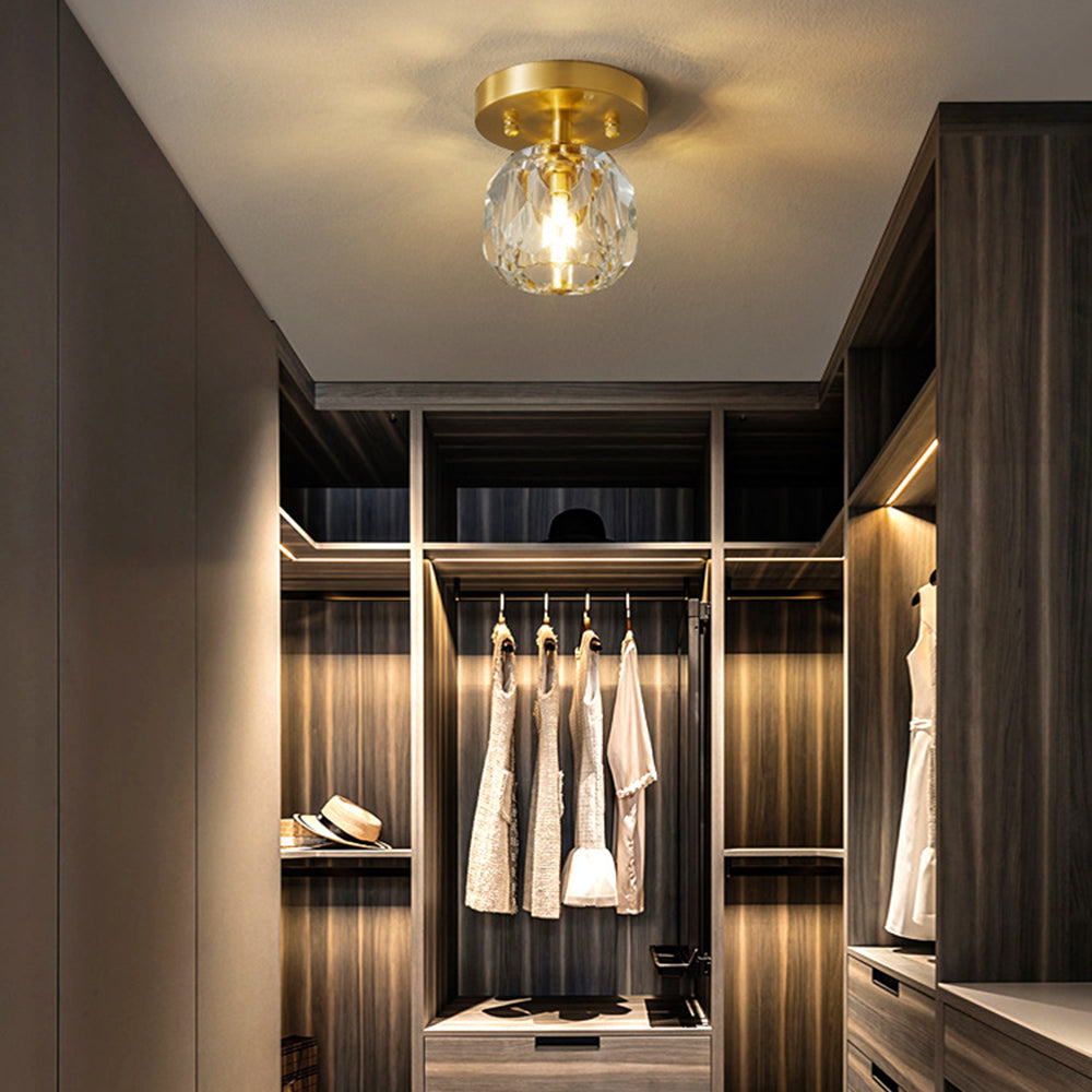 Arisha Moderna Esfera Metal/Cristal LED Lámpara de Techo Dorada