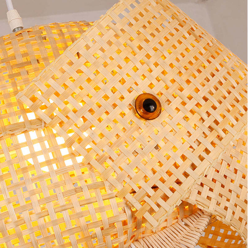 Muto Decorativa Pez Bambú LED Lámpara Colgante Madera