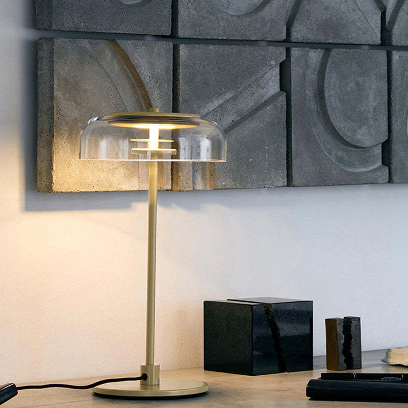 Arisha Moderna Diseño Vidrio/Metal Lámpara de Mesa Dorada/Madera
